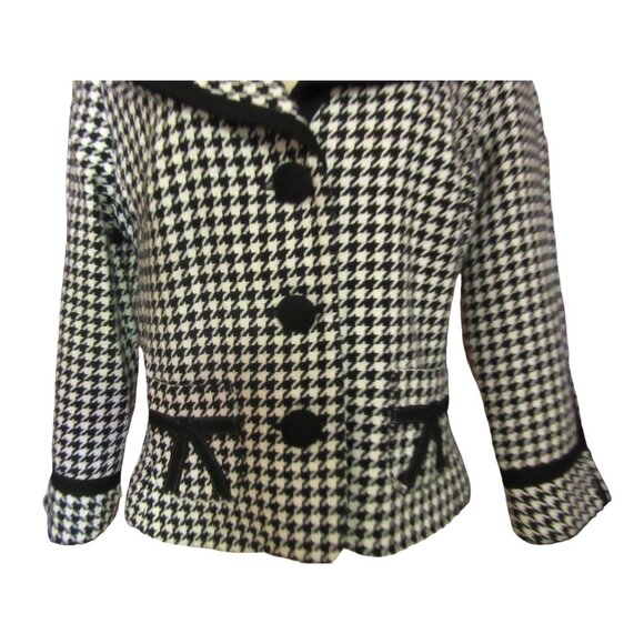 Kay Unger Houndstooth Black & White Waist Jacket w 3/4" Sleeves in Size 10 - Picture 2 of 7